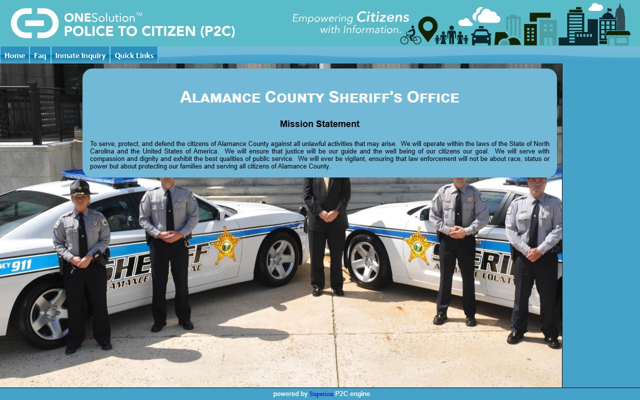 Alamance County P2C Portal for recent arrest records