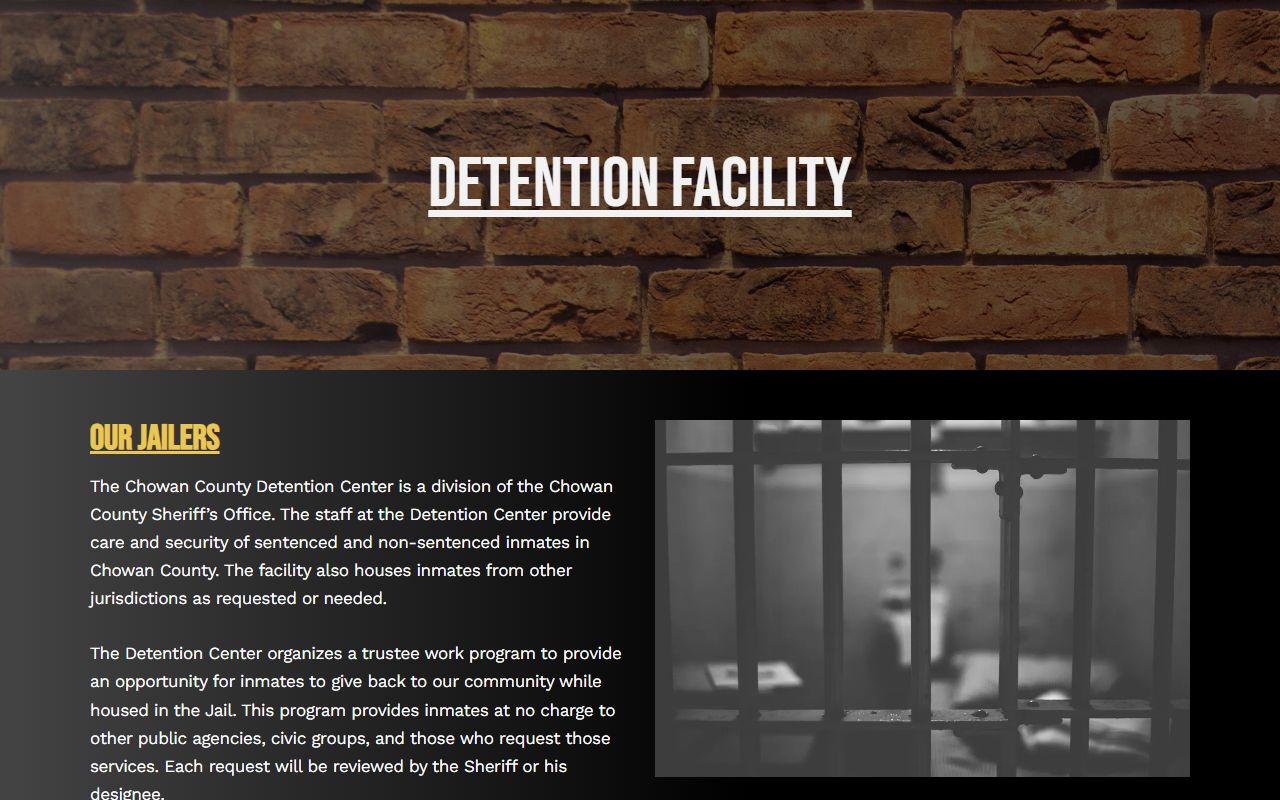 Chowan County Sheriff detention facility for recent arrests