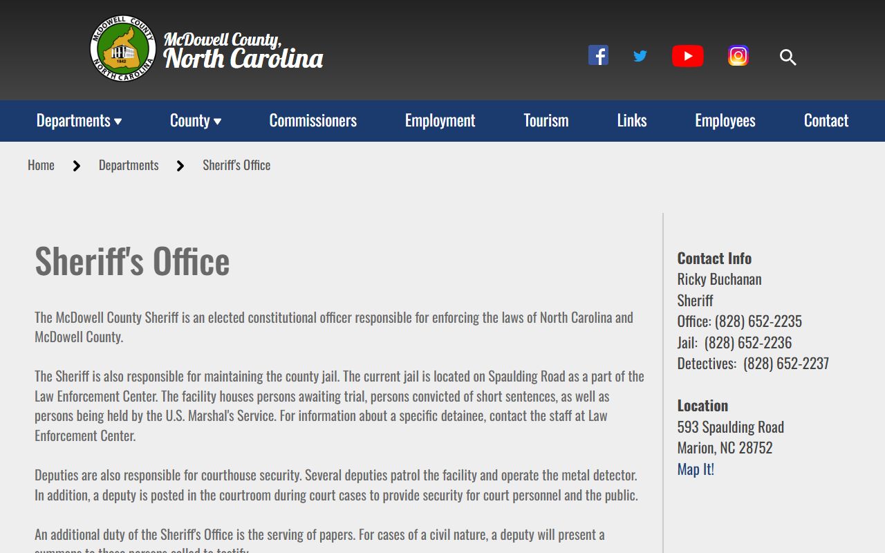 McDowell County Sheriff's Office Marion NC recent arrests