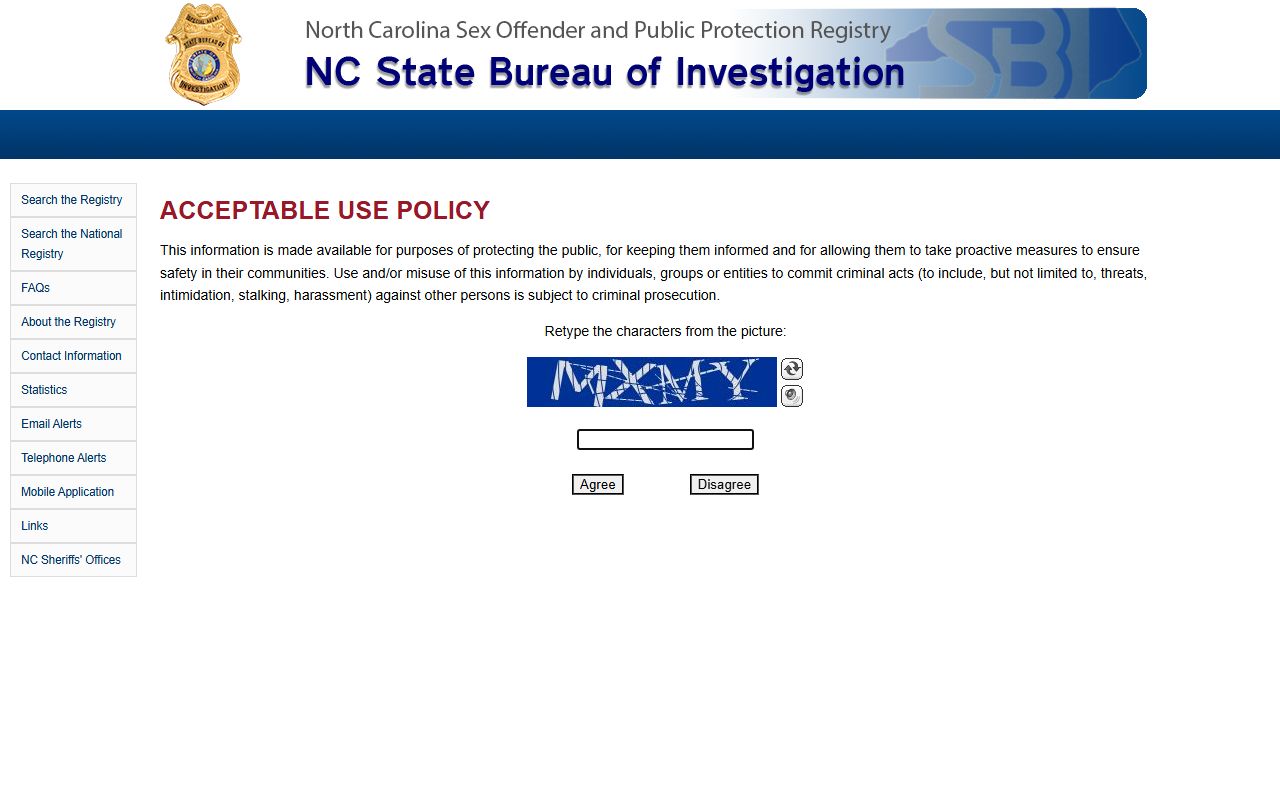 North Carolina sex offender registry search related to recent arrests